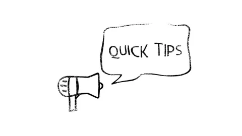 Megaphone with speech bubble Quick tips icon badge. Ready for use in web or Vídeo Stock 153850476