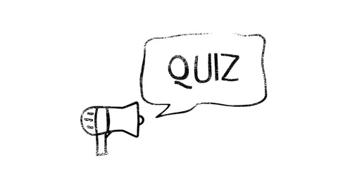 Megaphone with speech bubble Quiz animation advertising text. Title reveal Video stock 153849904
