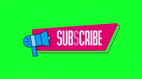 Megaphone with speech bubble subscribe to channel title end card video slide Stock Footage 153858286
