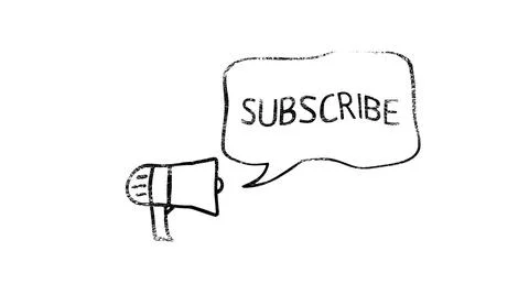 Megaphone with speech bubble subscribe to channel title end card video slide Stock Illustration