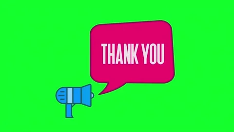 Megaphone with speech bubble Thank You Cursive Text Transition Animation On Vídeo Stock 153848909