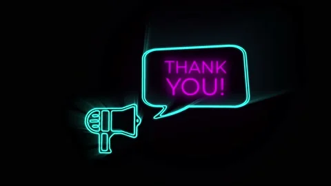 Megaphone with speech bubble Thank You Cursive Text Transition Animation On Stock Footage 153852360