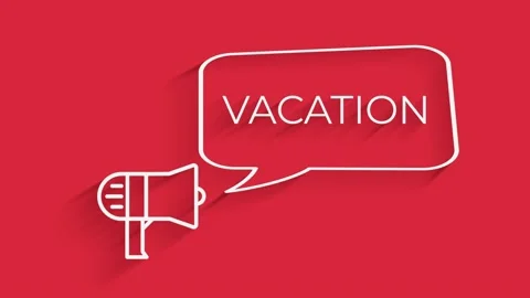 Megaphone with speech bubble Vacation title animation. Advertising text intro Video stock 153817319