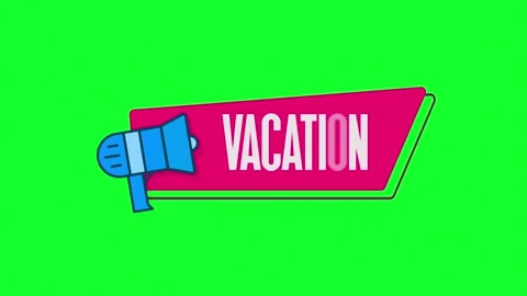 Megaphone with speech bubble Vacation title animation. Advertising text intro Vídeos de archivo 153859034