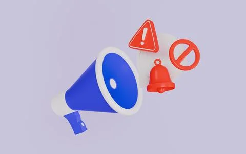 Megaphone speech bubble with warning, Restrictions and urgent communication Stock Illustration
