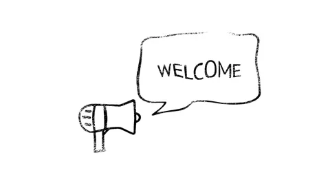 Megaphone with speech bubble Welcome text chroma key animation Vídeos de archivo 153843866