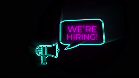 Megaphone with speech bubble We're hiring intro animation. We're hiring text Stock Footage 153852741
