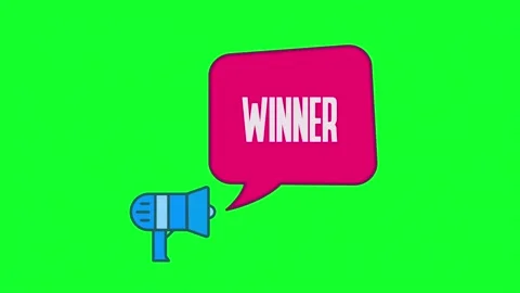 Megaphone with speech bubble Word winner. Design text for game Stock Footage 153846951