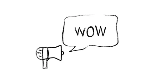 Megaphone with speech bubble Word wow. Design text element for game, branding 動画素材 153843358