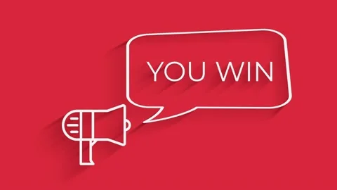 Megaphone with speech bubble You Win written in white letters Stock Footage 153816705