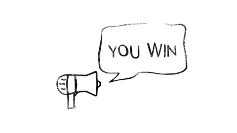 Megaphone with speech bubble You Win written in black letters Stock Footage 153851175