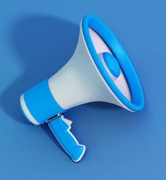 Megaphone standing on blue background. 3D illustration Megaphone standing ... Stock Photos