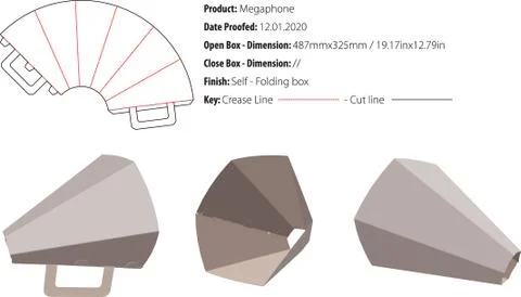 Megaphone structural design die cut vector-eps Stock Illustration