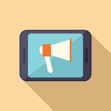 Megaphone tablet icon flat vector. Reportage camera 스톡 일러스트