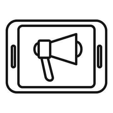 Megaphone tablet icon outline vector. Reportage camera Stock Illustration