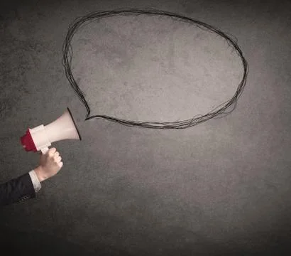 Megaphone with talk bubble Stock Photos