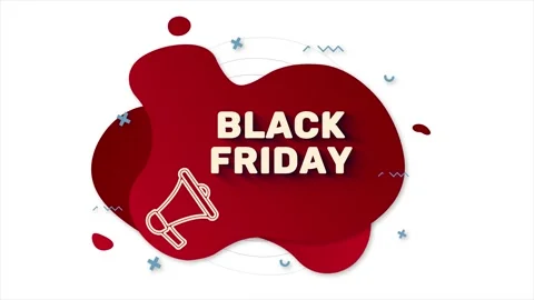 Megaphone with text Black Friday. Memphis style banner with abstract geometric Stock Footage 165791872