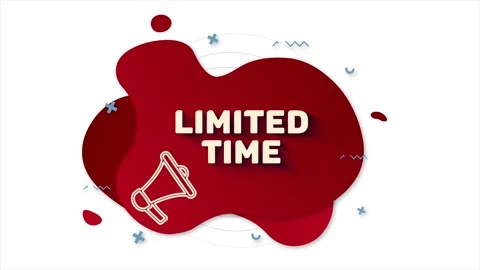 Megaphone with text Limited time. Memphis style banner with abstract geometric Stock Footage 165791809
