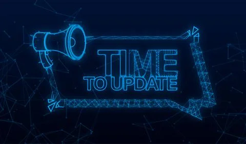 Megaphone with Time to update a. Megaphone banner Plexus. Web design. Vector 스톡 일러스트