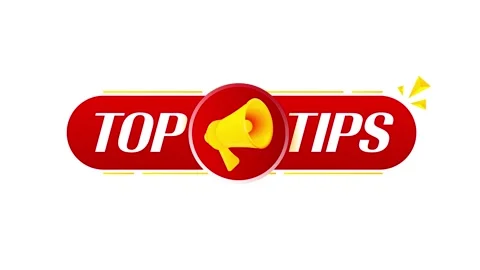 Megaphone with top tips banner on white background. Web design. 4K video Stock Footage 226802565