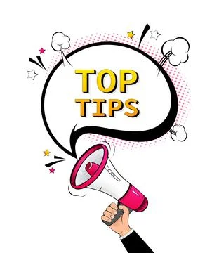 Megaphone - Top tips on white background. Pop style. Vector stock illustration Stock Illustration
