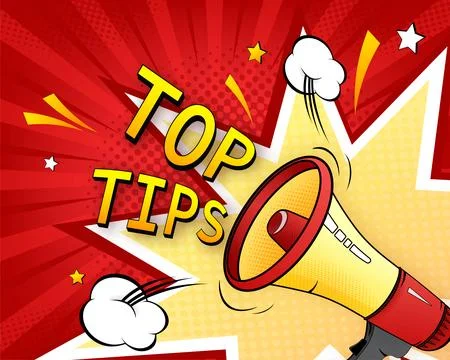 Megaphone - Top tips on white background. Pop style. Vector stock illustration Stock Illustration