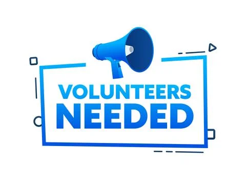 Megaphone with Volunteers needed speech bubble banner. Promotion and advertising イラスト素材