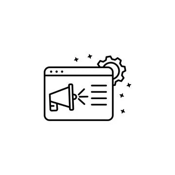 Megaphone web gear icon. Simple line, outline vector of project management icons Stock Illustration