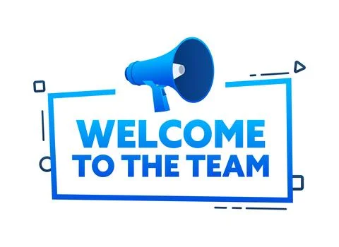 Megaphone with Welcome to the team speech bubble banner. Promotion and Stockillustratie