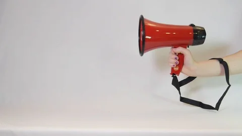 Megaphone on White Backdrop Stock Footage 100691172
