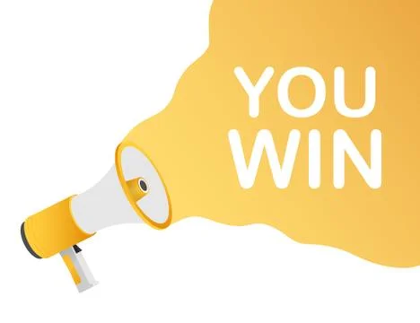 Megaphone with you win speech bubble. Banner for business. Vector illustratio Illustrazione stock