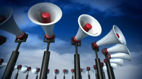 Megaphones in line Stock Footage 451459