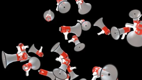 Megaphones Loop Rotation Background with Alpha Channel. 3d Render 動画素材 75403730