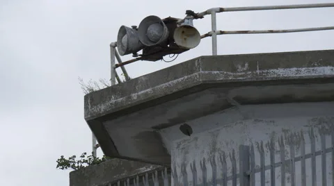 Megaphones on the old lighthouse at Edinburgh Stock Footage 61500055