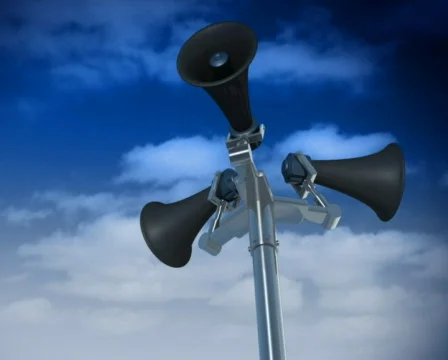 Megaphones on pole Stock Footage 451472