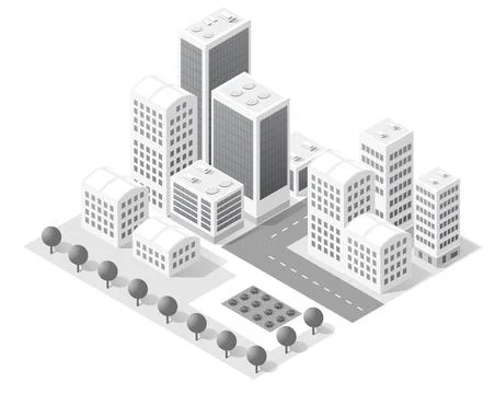 Megapolis 3d isometric three-dimensional view of the city. Stock Illustration