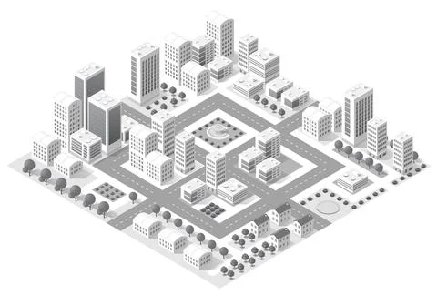 Megapolis 3d isometric three-dimensional view of the city. Illustrazione stock