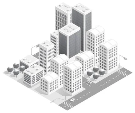 Megapolis 3d isometric three-dimensional view of the city. Illustrazione stock