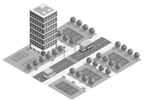 Megapolis 3d isometric three-dimensional view of the city. Illustrazione stock