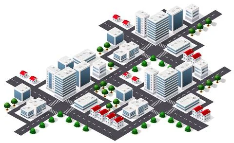 Megapolis 3d isometric three-dimensional view of the city. Illustrazione stock