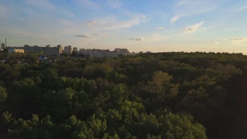 Megapolis. The city's line. Panoramic view Aerial video shooting Video stock 75680163