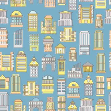 Megapolis seamless pattern. Background of  buildings city. Municipal and busi Stock Illustration