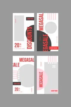 Megasale vector stories for instagram in vector Stock Illustration