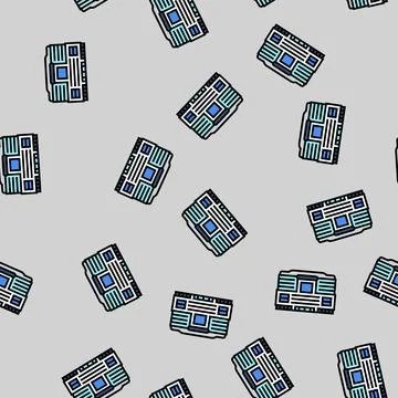 Megastore shop vector seamless pattern Stock Illustration