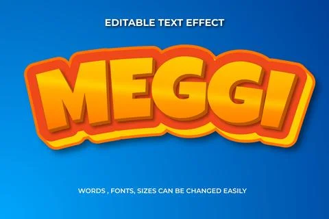 Meggi 3d editable text effect Stock Illustration