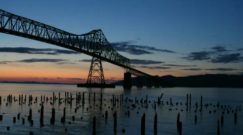 Megler Bridge Time Lapse Sunset.mov Video stock 435569