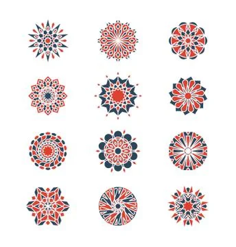 Mehendi and arabic circular patterns. Geometric logo design in islamic style Illustrazione stock