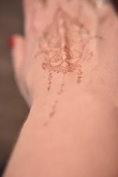 Mehendi pattern on woman's hand Stock Photos
