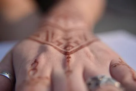 Mehendi pattern on woman's hand Stock Photos