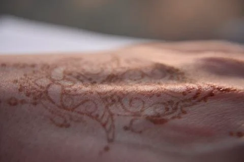 Mehendi pattern on woman's hand Stock Photos